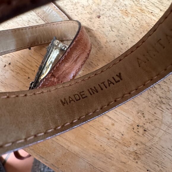 Max Mara Gold Brown Belt Rare Luxury Couture Statement Buckle  Size XL - Picture 5 of 7